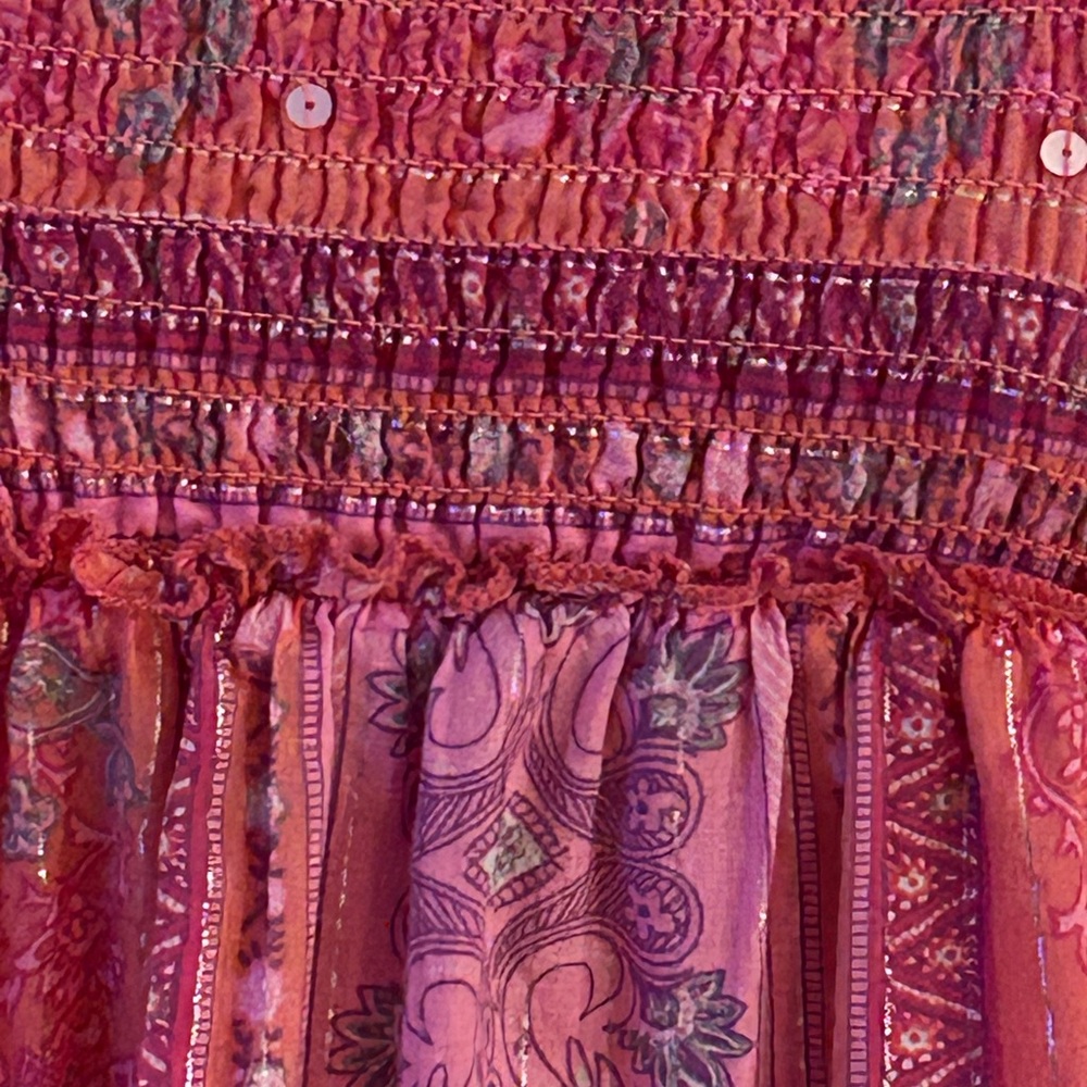 Size 7 Justice Pink Floral Paisley Print Full Length Lined Halter Maxi Dress - Picture 7 of 15